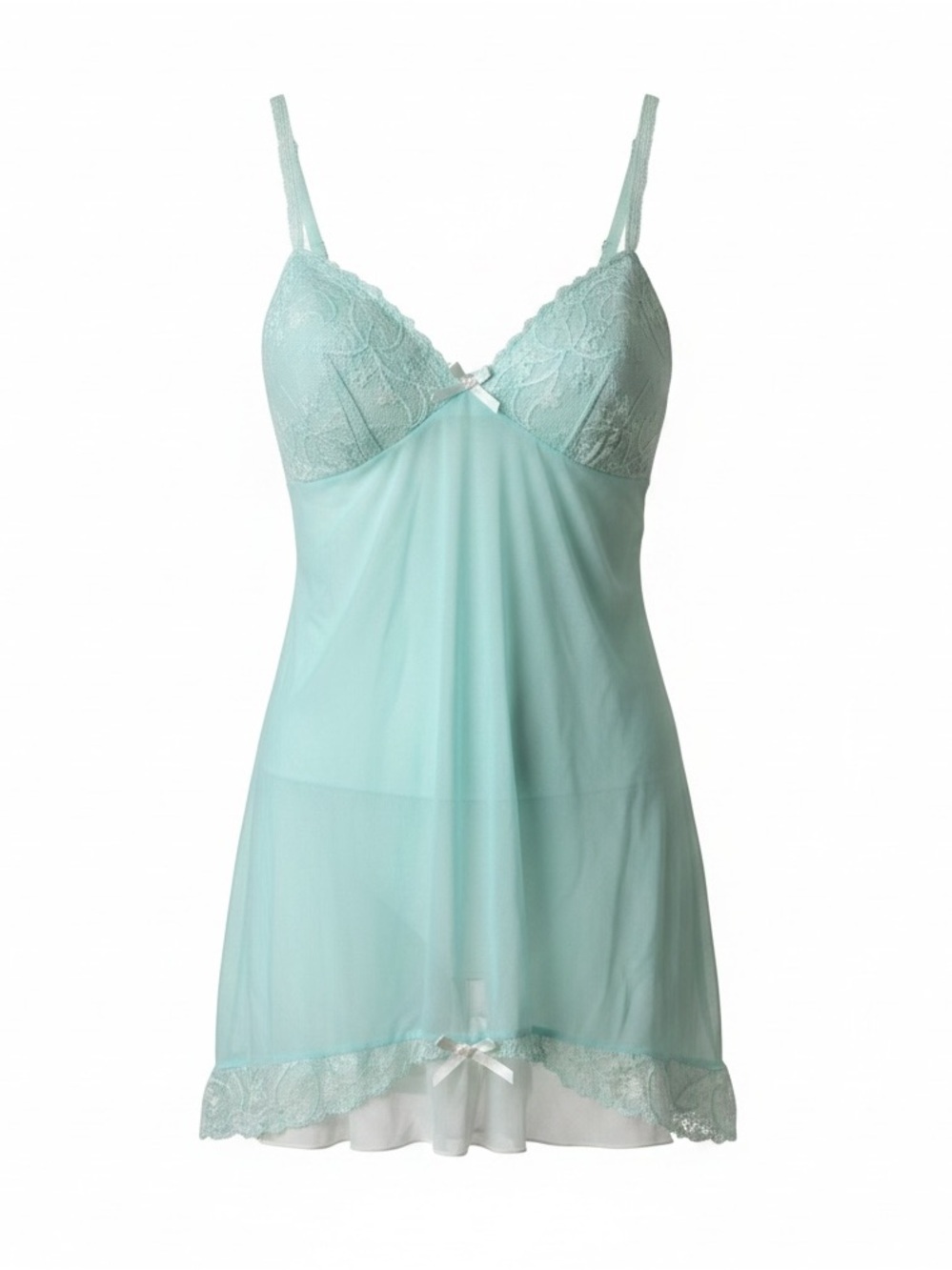 Vintage La Vie en Rose Mint Green Lace Babydoll Slip